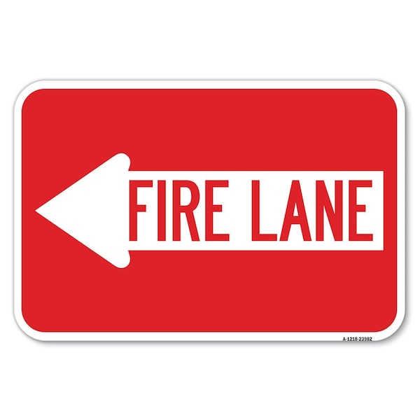 Signmission Fire Lane Left Arrow Heavy-Gauge Aluminum Sign, 12" x 18", A-1218-23982 A-1218-23982 - main